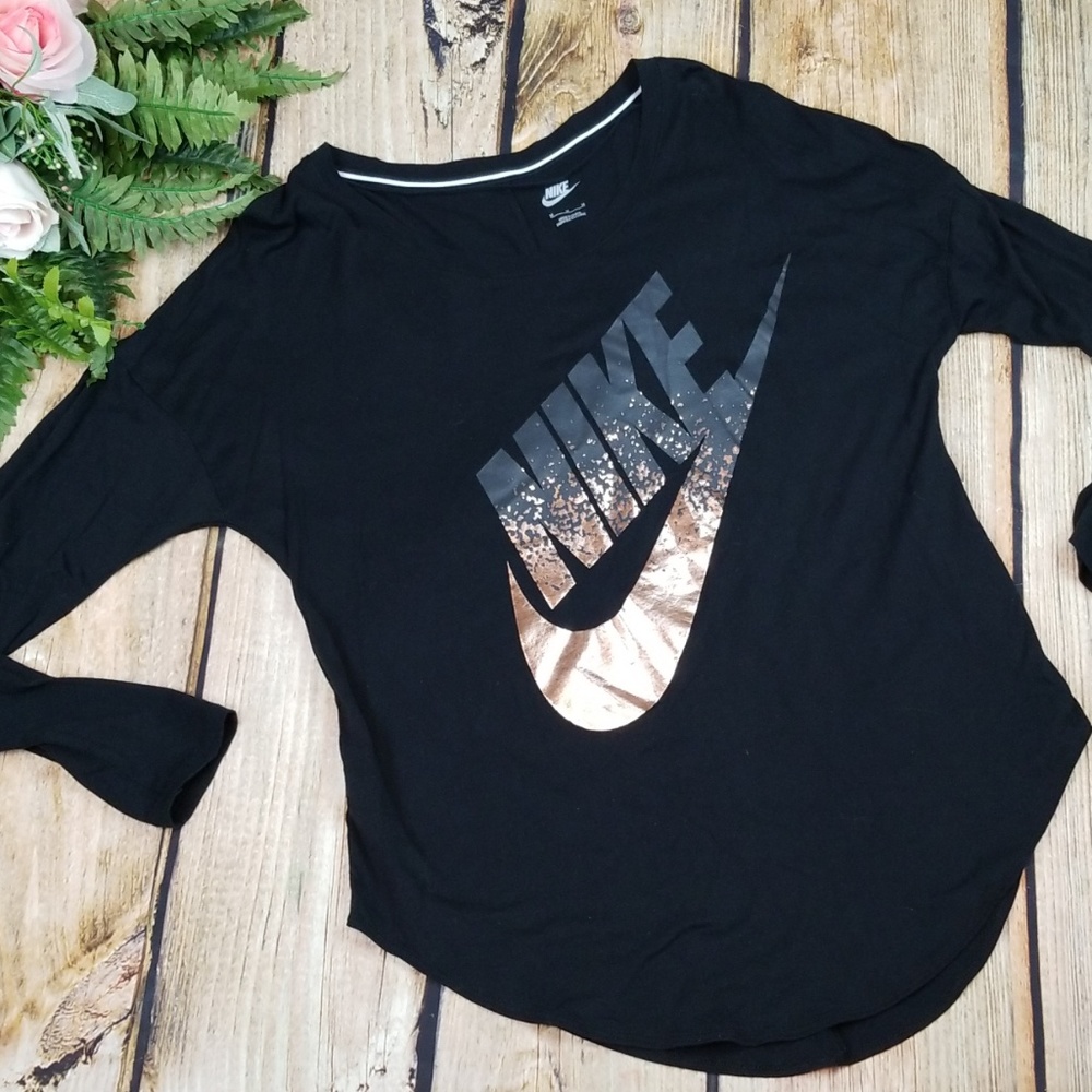 Nike Top Rose Gold Black Athleisure